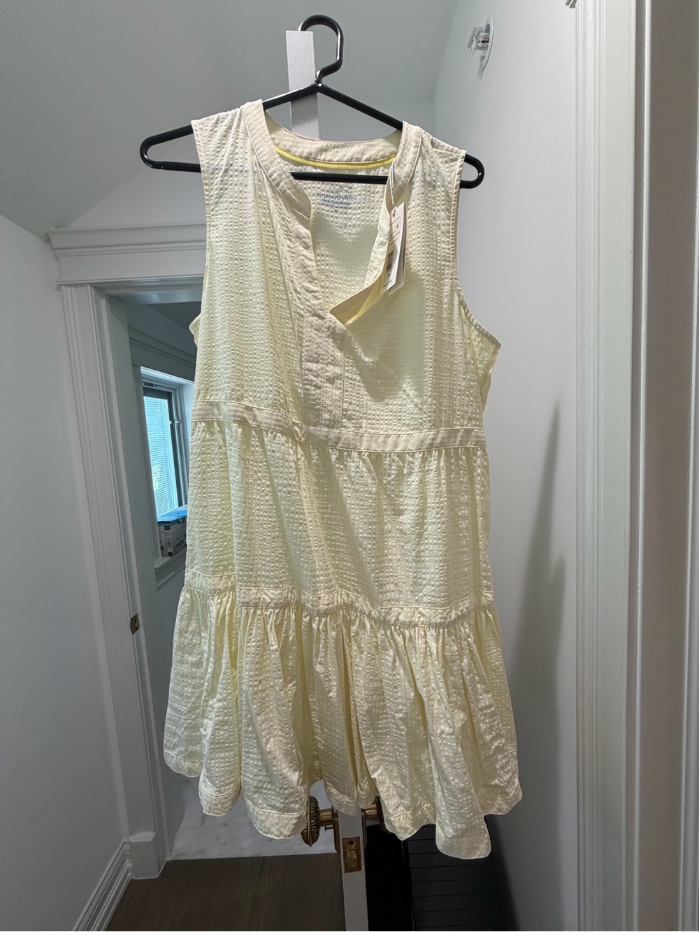 Vineyard Vines Yellow Textured Tiered Dress